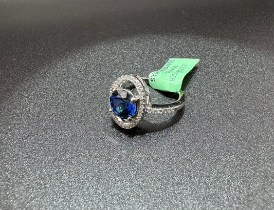 SILVER RING WITH TANZANITE STONE, SIZE: 7, WEIGHT: 4.1gm
