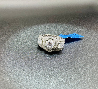SILVER RING AND ENHANCER, WITH SWAROVSKI STONES, SIZE:10, WEIGHT: 7.9gm