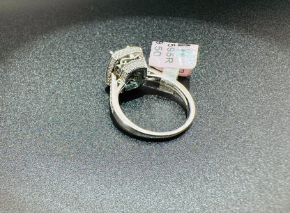 SILVER RING WITH SKY BLUE TOPAZ SWAROVSKI STONES, SIZE: 8, WEIGHT:  4.5gm