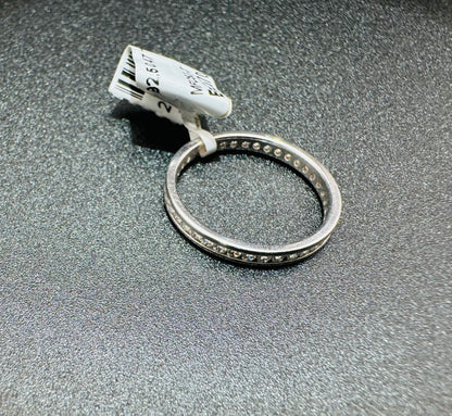 SILVER BAND RING WITH SWAROVSKI STONES, SIZE: 7, WEIGHT: 1.6gm
