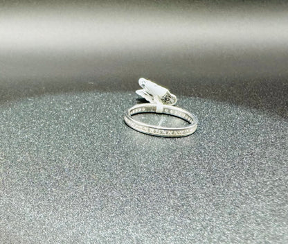 SILVER BAND RING WITH SWAROVSKI STONES, SIZE: 7, WEIGHT: 1.6gm