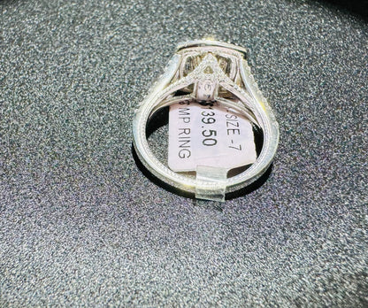 SILVER RING WITH BROWN STONE, SIZE: 7, WEIGHT: 6.1gm