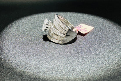 SILVER RING WITH CZ STONES 5CT, SIZE: 7, WEIGHT: 10.8gm