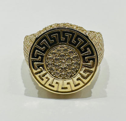 10K GOLD ROUND GREEK DESIGN RING- 5.9gm