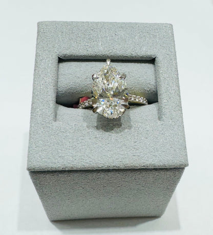 14K GOLD LAB GROWN PEAR DIAMOND RING-4.50CT