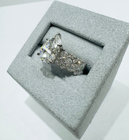14K WHITE GOLD LAB GROWN PEAR DIAMOND RING-3.25CT