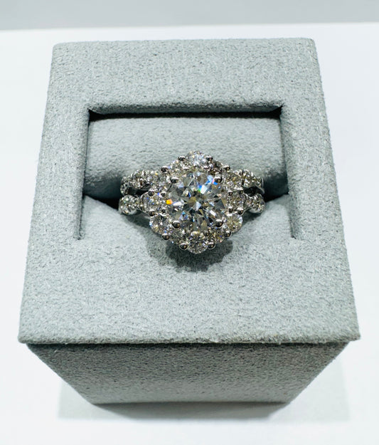 14K WHITE GOLD LAB GROWN DIAMOND BRIDAL SET RING-2.25CT