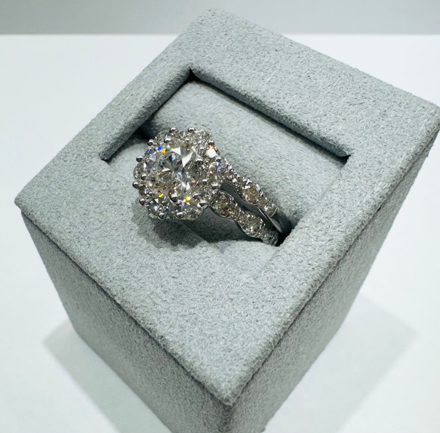 14K WHITE GOLD LAB GROWN DIAMOND BRIDAL SET RING-2.25CT