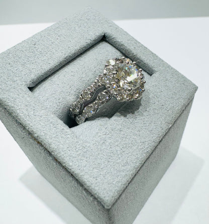 14K WHITE GOLD LAB GROWN DIAMOND BRIDAL SET RING-2.25CT