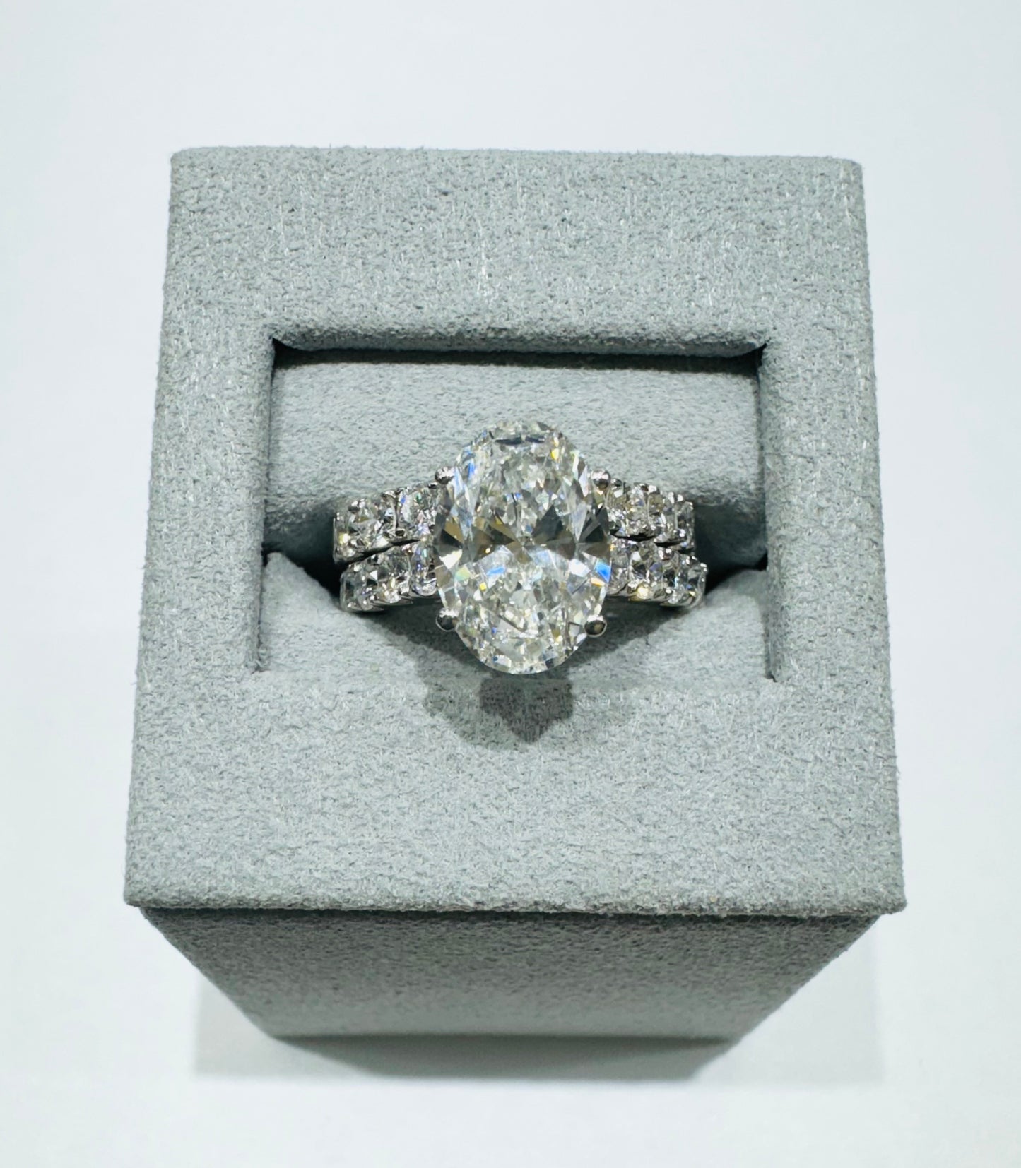 10K WHITE GOLD LAB GROWN DIAMOND BRIDAL SET RING-5.00CT