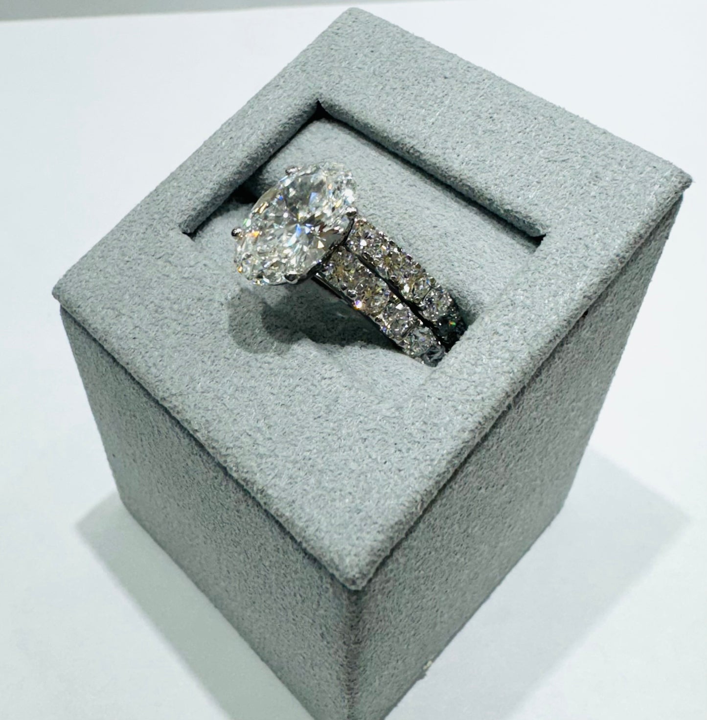 10K WHITE GOLD LAB GROWN DIAMOND BRIDAL SET RING-5.00CT
