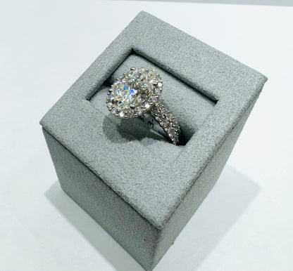 14K WHITE GOLD LAB GROWN DIAMOND BRIDAL SET RING-4.00CT