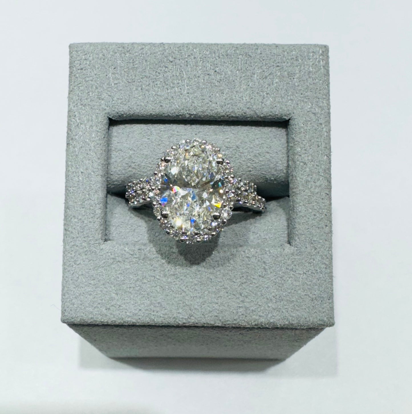 14K WHITE GOLD LAB GROWN DIAMOND BRIDAL SET RING-4.00CT