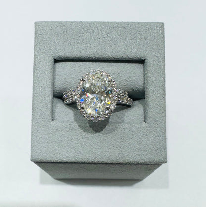14K WHITE GOLD LAB GROWN DIAMOND BRIDAL SET RING-4.00CT