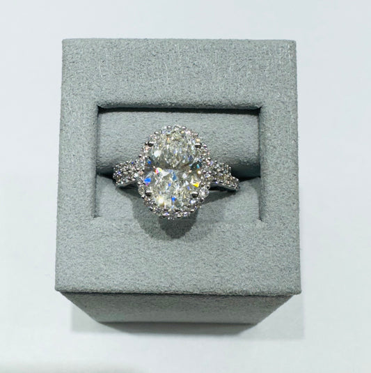 14K WHITE GOLD LAB GROWN DIAMOND BRIDAL SET RING-4.00CT