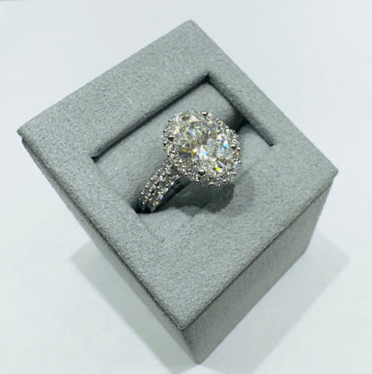 14K WHITE GOLD LAB GROWN DIAMOND BRIDAL SET RING-4.00CT