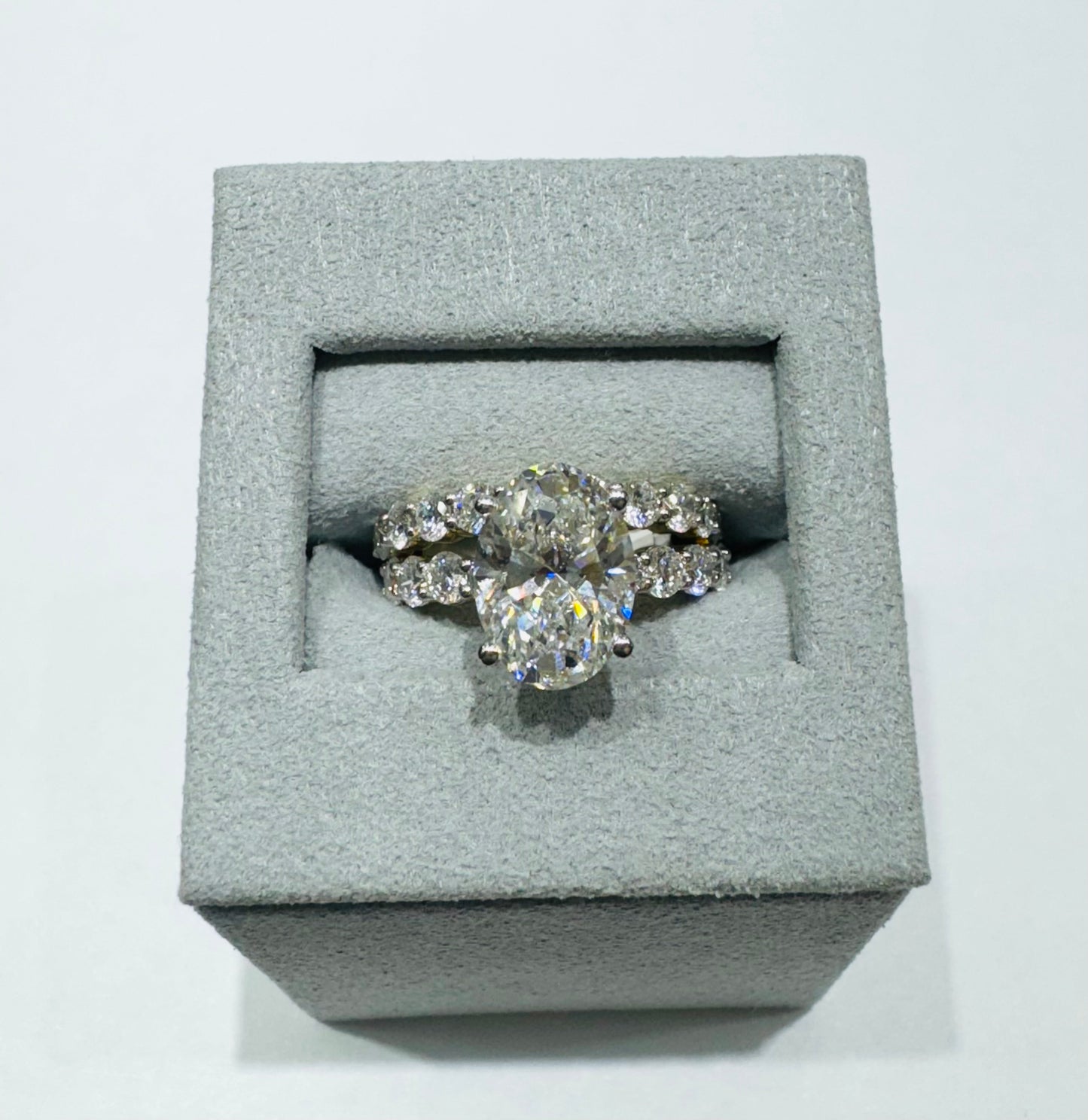 14K GOLD LAB GROWN DIAMOND BRIDAL SET RING-5.00CT