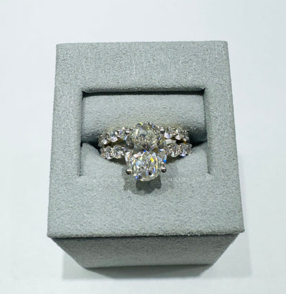 14K GOLD LAB GROWN DIAMOND BRIDAL SET RING-5.00CT