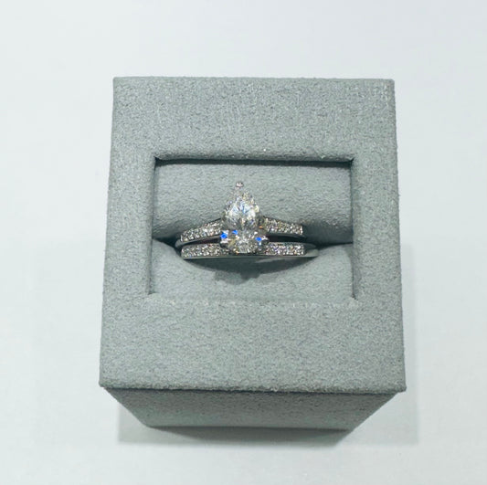 10K WHITE GOLD LAB GROWN DIAMOND BRIDAL SET RING-1.28CT