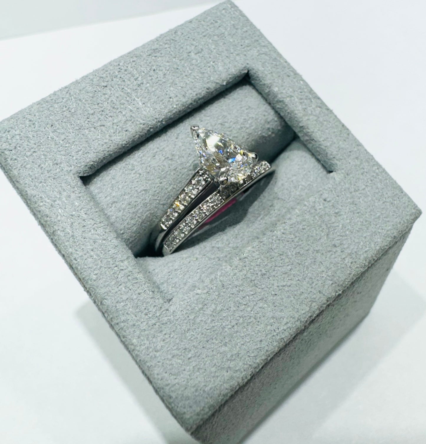 10K WHITE GOLD LAB GROWN DIAMOND BRIDAL SET RING-1.28CT