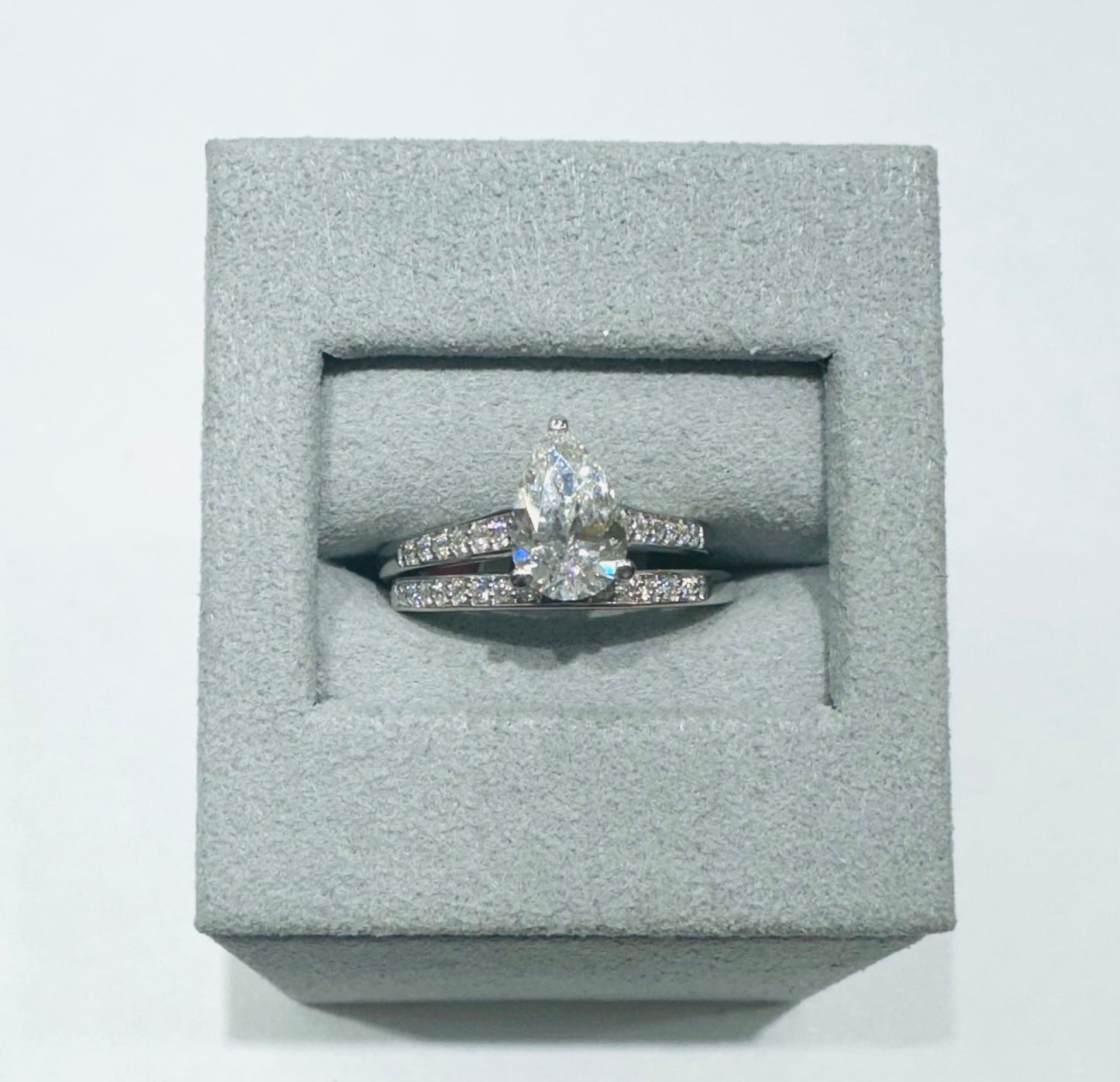 10K WHITE GOLD LAB GROWN DIAMOND BRIDAL SET RING-1.28CT