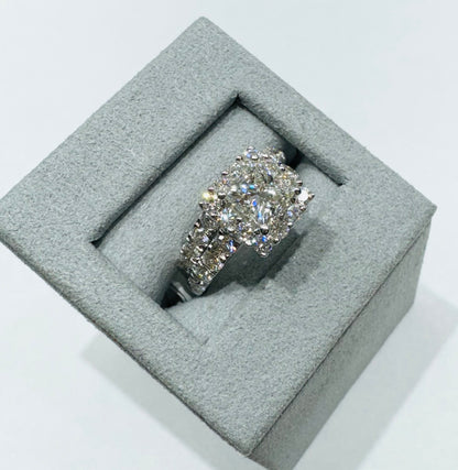 14K WHITE GOLD LAB GROWN DIAMOND BRIDAL SET RING-3.00CT