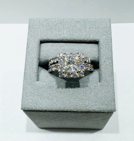 14K WHITE GOLD LAB GROWN DIAMOND BRIDAL SET RING-3.00CT