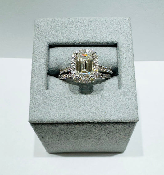 14K WHITE GOLD LAB GROWN DIAMOND, BRIDAL SET RING-3.00CT