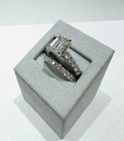 14K WHITE GOLD LAB GROWN DIAMOND, BRIDAL SET RING-5.00CT