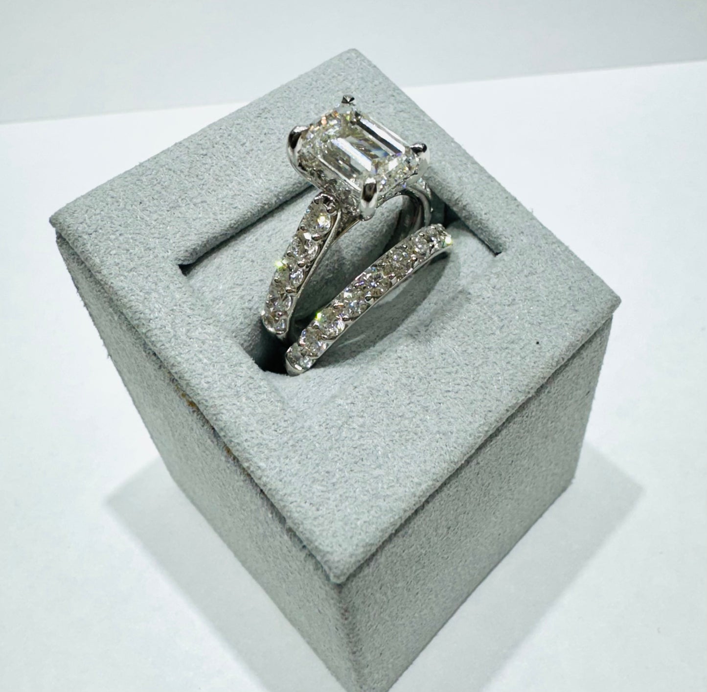 14K WHITE GOLD LAB GROWN DIAMOND, BRIDAL SET RING-5.00CT