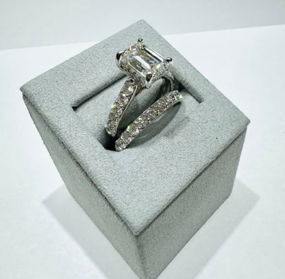 14K WHITE GOLD LAB GROWN DIAMOND, BRIDAL SET RING-5.00CT