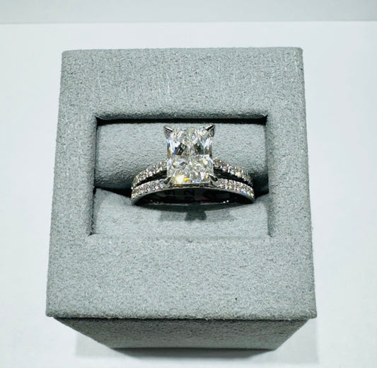 14K WHITE GOLD LAB GROWN DIAMOND, BRIDAL SET RING-2.50CT