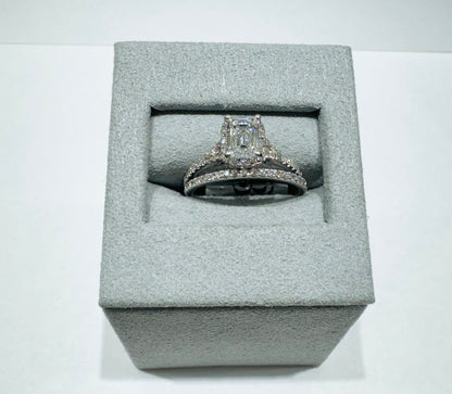 10K WHITE GOLD LAB GROWN DIAMOND BRIDAL SET RING-1.40CT