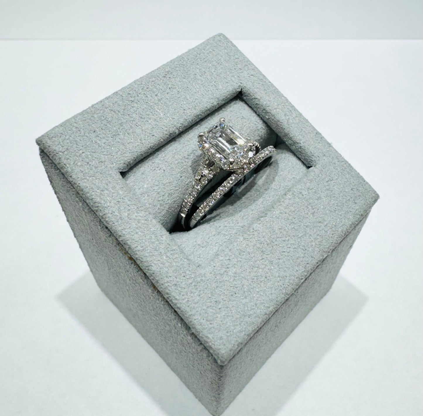 10K WHITE GOLD LAB GROWN DIAMOND BRIDAL SET RING-1.40CT