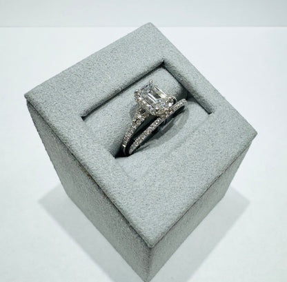 10K WHITE GOLD LAB GROWN DIAMOND BRIDAL SET RING-1.40CT
