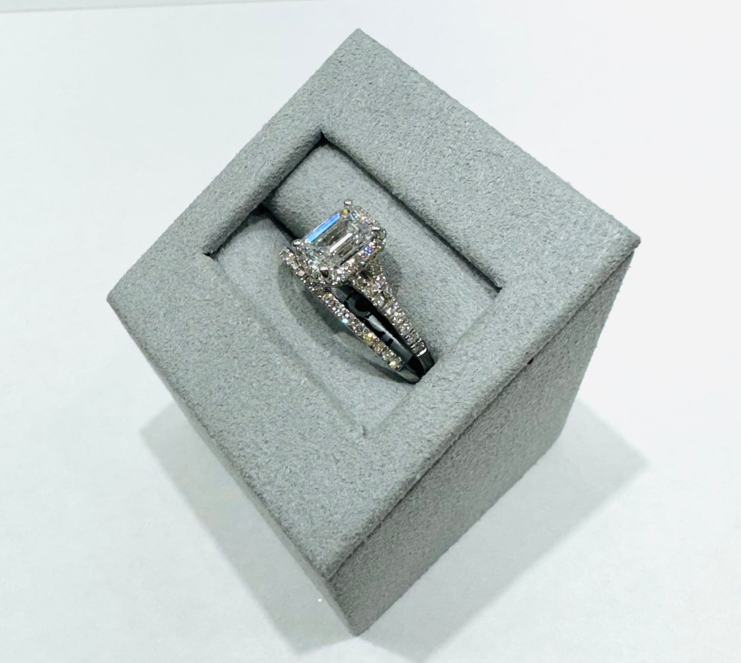 10K WHITE GOLD LAB GROWN DIAMOND BRIDAL SET RING-1.40CT