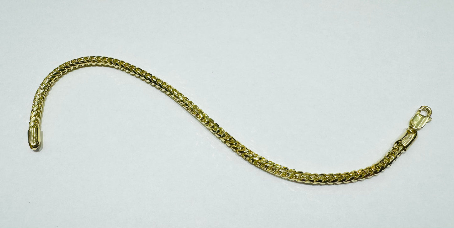 10K GOLD FRANCO LINK BRACELET 8”, WEIGHT: 11.8gm