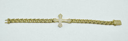 10K GOLD CHINO LINK BRACELET WITH CROSS 8” WEIGHT: 10.5gm