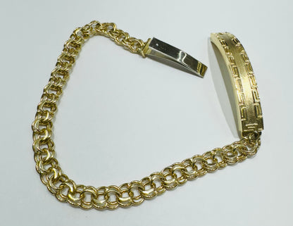 10K GOLD SEMI SOLID CHINO LINK BRACELET 9” WEIGHT: 10gm