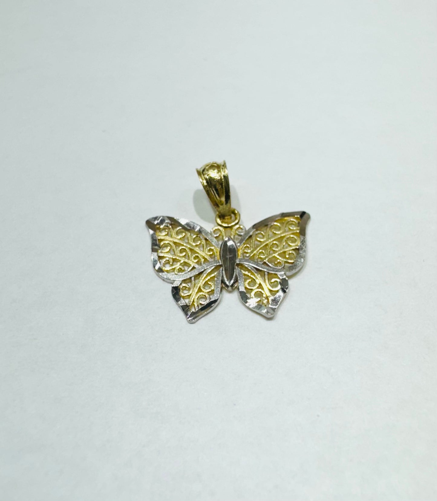 10K GOLD TWO TONE BUTTERFLY PENDANT