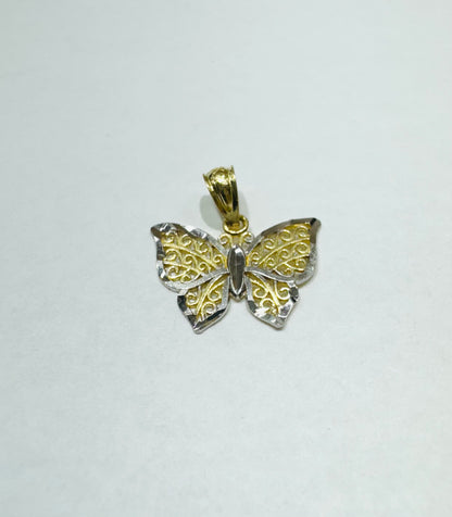 10K GOLD TWO TONE BUTTERFLY PENDANT
