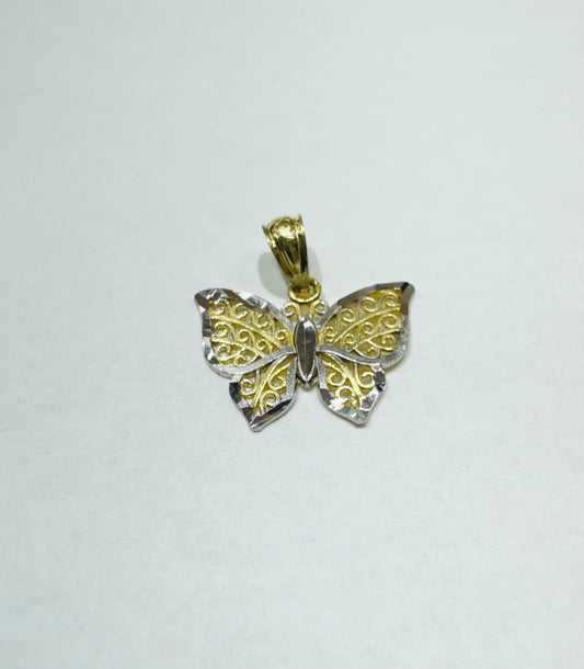 10K GOLD TWO TONE BUTTERFLY PENDANT