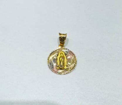 10K GOLD THREE TONE VIRGIN MARY PENDANT