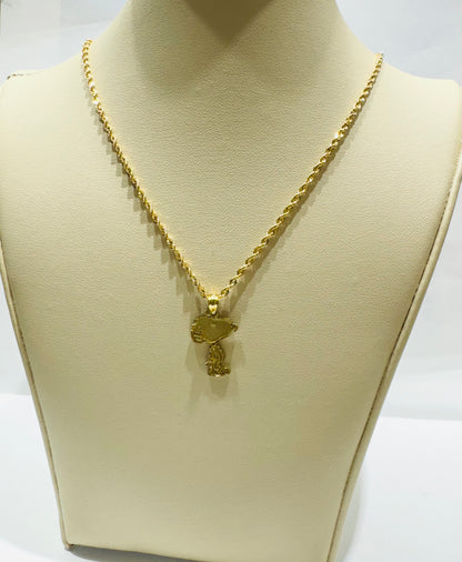 10K GOLD ROPE CHAIN WITH SNOOPY PENDANT