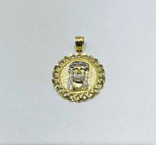 10K GOLD TWO TONED JESUS FACE PENDANT, WEIGHT: 2.2gm