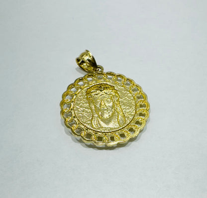 10K GOLD TWO TONED JESUS FACE PENDANT, WEIGHT: 2.2gm