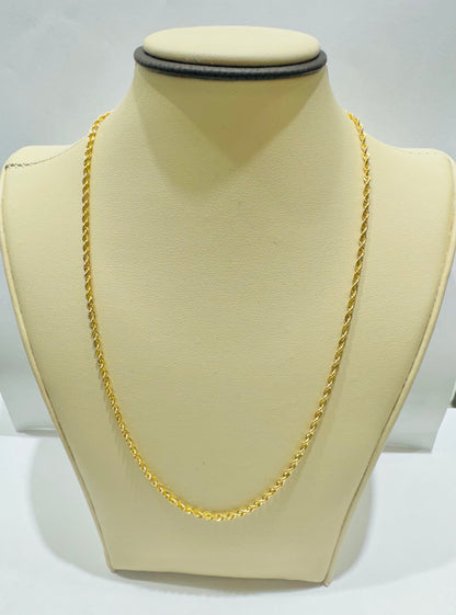 10K GOLD HOLLOW ROPE CHAIN 20”