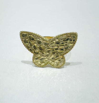 10K GOLD NUGGET BUTTERFLY RING, SIZE: 6, WEIGHT: 4.1gm