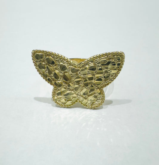10K GOLD NUGGET BUTTERFLY RING, SIZE: 6, WEIGHT: 4.1gm