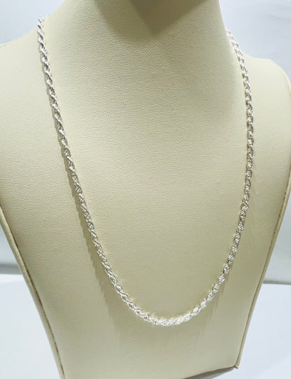 SILVER ITALIAN ROPE NECKLACE 26”, WEIGHT: 15.2gm, WIDTH: 2.70mm